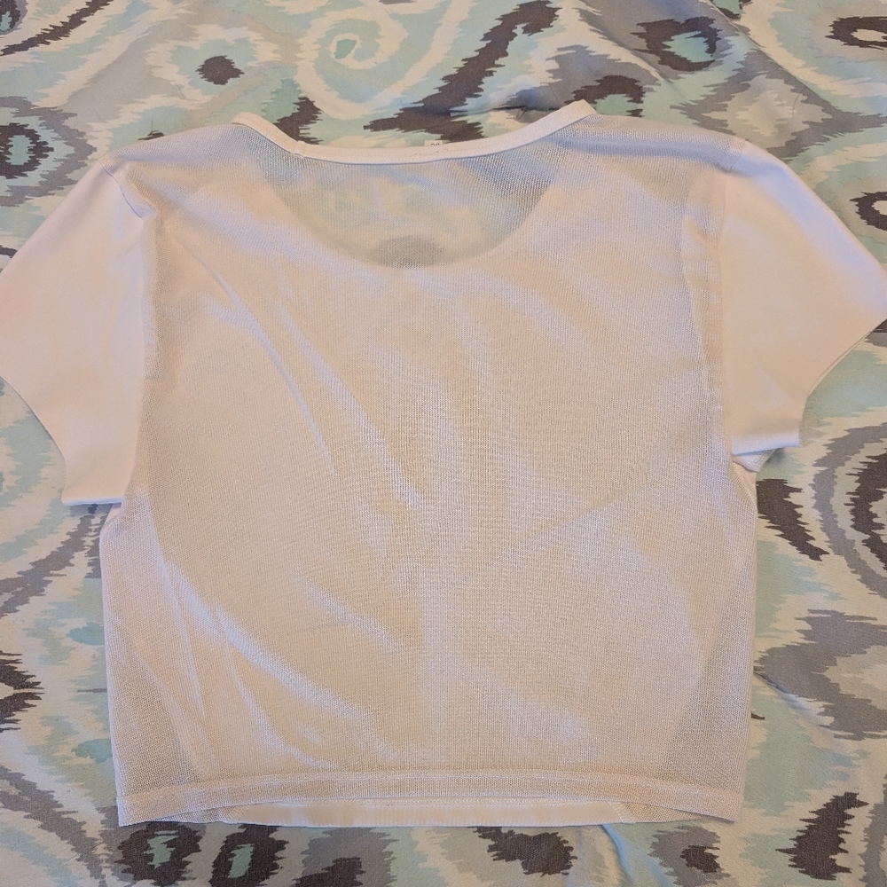 Aerie White Mesh Crop Top - Picture 3 of 3